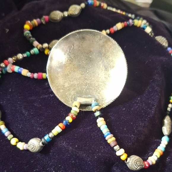 Multicolor Beaded Necklace with Silver Pendant - Picture 9 of 11